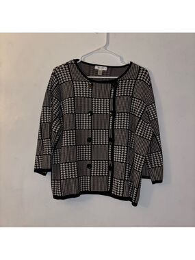 dress barn Women's Black Houndstooth Checkered Sweater Plus 14/16